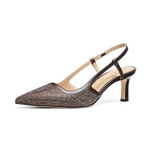 Michael Kors Alora Zapatos de tacón Medio para Mujer, Chocolate/Micro Gamuza/Hot Fix, 25.5 cm Michael Kors Alora Zapatos de tacón Medio para Mujer, Chocolate/Micro Gamuza/Hot Fix, 25.5 cm