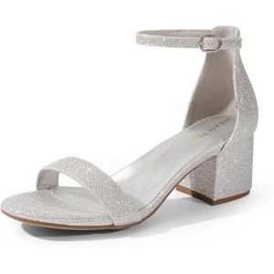DREAM PAIRS Sandalias de tacón bajo para mujer,Size 25.5 cm,Plata/Brillo,LOW-CHUNK DREAM PAIRS Sandalias de tacón bajo para mujer,Size 25.5 cm,Plata/Brillo,LOW-CHUNK