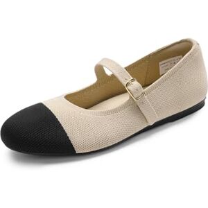 DREAM PAIRS Flats de Mary Jane para Mujer, Ballerinas Zapatos Planos de Punto para Dama,Size 23.0 cm,Nude/Negro,DWUMFA2519 DREAM PAIRS Flats de Mary Jane para Mujer, Ballerinas Zapatos Planos de Punto para Dama,Size 23.0 cm,Nude/Negro,DWUMFA2519