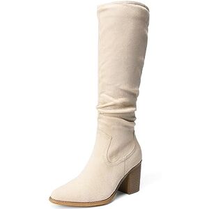 DREAM PAIRS Botas Altas Hasta la Rodilla para Mujer con Tacón Grueso y Puntera Puntiaguda, Cómodas Botas de Montar para Dama con Cierre Lateral,Size 23.5 cm,Beige,SDKB2308W DREAM PAIRS Botas Altas Hasta la Rodilla para Mujer con Tacón Grueso y Puntera Puntiaguda, Cómodas Botas de Montar para Dama con Cierre Lateral,Size 23.5 cm,Beige,SDKB2308W