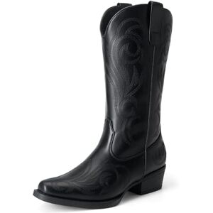 DREAM PAIRS Botas de Vaqueras para Mujer con Punta Cuadrada, Cowboy Boots para Dama con Media Pantorrilla,Size 25.5 cm,Todo Negro,SDMB2403W DREAM PAIRS Botas de Vaqueras para Mujer con Punta Cuadrada, Cowboy Boots para Dama con Media Pantorrilla,Size 25.5 cm,Todo Negro,SDMB2403W