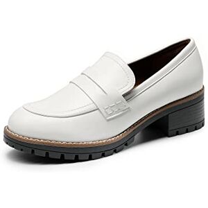 DREAM PAIRS Mocasines con Plataforma para Mujer de Tacón Grueso, Zapatos Casuales de Negocios para Mujer,Size 27.0 cm,Blanco-PU,SDLS2319W DREAM PAIRS Mocasines con Plataforma para Mujer de Tacón Grueso, Zapatos Casuales de Negocios para Mujer,Size 27.0 cm,Blanco-PU,SDLS2319W