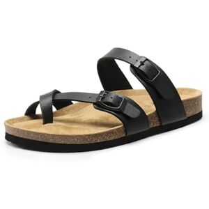 DREAM PAIRS Sandalias de Corcho para Mujer con Puntera Abierta, Ajustables y Cómodas Sandalias Planas para Verano,Size 25.0 cm,Negro,SDSS2405W DREAM PAIRS Sandalias de Corcho para Mujer con Puntera Abierta, Ajustables y Cómodas Sandalias Planas para Verano,Size 25.0 cm,Negro,SDSS2405W