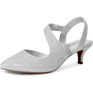 DREAM PAIRS Tacones de gatito para mujer, puntera cerrada, punta puntiaguda, tacón bajo, tiras de tacón bajo, zapatos de fiesta, baile, boda, vestido para mujer, plateado, 25.5 cm DREAM PAIRS Tacones de gatito para mujer, puntera cerrada, punta puntiaguda, tacón bajo, tiras de tacón bajo, zapatos de fiesta, baile, boda, vestido para mujer, plateado, 25.5 cm