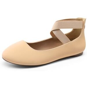 DREAM PAIRS Zapatos planos elásticos para mujer, cómodos y a la moda, con correas al tobillo, Piel (Nude-Nubuck), 28 cm DREAM PAIRS Zapatos planos elásticos para mujer, cómodos y a la moda, con correas al tobillo, Piel (Nude-Nubuck), 28 cm