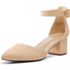 DREAM PAIRS Zapatos de Tacón Bajo con Punta Puntiaguda para Mujer,Size 27.0 cm,Nude/Nubuck,ANNEE DREAM PAIRS Zapatos de Tacón Bajo con Punta Puntiaguda para Mujer,Size 27.0 cm,Nude/Nubuck,ANNEE