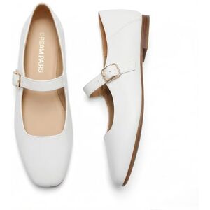 DREAM PAIRS Flats de Mary Jane para Mujer con Punta Cuadrada, Bailarinas Zapatos Planos Elegantes para Dama,Size 26.5 cm,Blanco,DWUMFA2520 DREAM PAIRS Flats de Mary Jane para Mujer con Punta Cuadrada, Bailarinas Zapatos Planos Elegantes para Dama,Size 26.5 cm,Blanco,DWUMFA2520