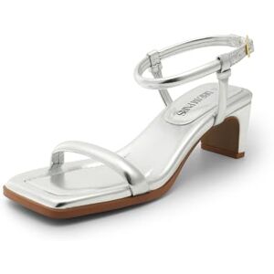 DREAM PAIRS Sandalias de tac�n abierto para mujer, con correa al tobillo, cuadradas, lindas sandalias de boda, fiesta, c�modas, plateado, 24.5 cm DREAM PAIRS Sandalias de tac�n abierto para mujer, con correa al tobillo, cuadradas, lindas sandalias de boda, fiesta, c�modas, plateado, 24.5 cm