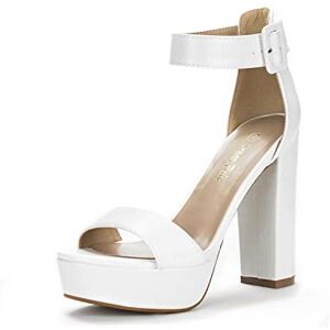 DREAM PAIRS Sandalias de tacón alto con plataforma para mujer,Size 25.5 cm,Blanco/Pu,HI-LO DREAM PAIRS Sandalias de tacón alto con plataforma para mujer,Size 25.5 cm,Blanco/Pu,HI-LO