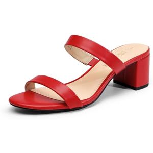 DREAM PAIRS Sandalias de tacón bajo y grueso con dos tiras y punta abierta para mujer,Size 22.5 cm,Rojo-Pu,DHS213-1 DREAM PAIRS Sandalias de tacón bajo y grueso con dos tiras y punta abierta para mujer,Size 22.5 cm,Rojo-Pu,DHS213-1