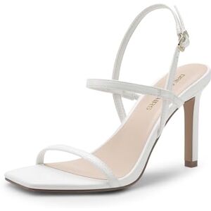 DREAM PAIRS Sandalias de tacón alto con tiras al tobillo para mujer,Size 26.0 cm,Blanco-Pu,DWUMHS2533 DREAM PAIRS Sandalias de tacón alto con tiras al tobillo para mujer,Size 26.0 cm,Blanco-Pu,DWUMHS2533