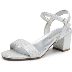 DREAM PAIRS Sandalias de tacon mujer con hebilla y punta abierta, zapatos de tacon mujer para trabajo boda fiesta,Size 25.0 cm W,Plata,DWUWHS2503 DREAM PAIRS Sandalias de tacon mujer con hebilla y punta abierta, zapatos de tacon mujer para trabajo boda fiesta,Size 25.0 cm W,Plata,DWUWHS2503