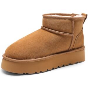 DREAM PAIRS Botas de Nieve con Plataforma para Mujer, Botines Impermeables de Invierno para Dama con Memory Foam,Size 25.5 cm,Castaña,DWUMSB2501 DREAM PAIRS Botas de Nieve con Plataforma para Mujer, Botines Impermeables de Invierno para Dama con Memory Foam,Size 25.5 cm,Castaña,DWUMSB2501