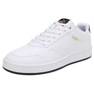 PUMA , Tenis Casuales Court Classic, Unisex, Blanco con Negro y Dorado, Talla 26,5 PUMA , Tenis Casuales Court Classic, Unisex, Blanco con Negro y Dorado, Talla 26,5