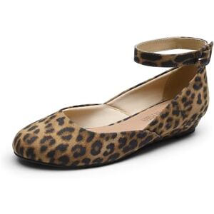 DREAM PAIRS Zapatos Planos de Vestir para Mujer, Estilo Ballet, con cuña Baja, Punta Redonda y Tira al Tobillo, cómodos e Informales, Talla 5, Ante de Leopardo, REVONA DREAM PAIRS Zapatos Planos de Vestir para Mujer, Estilo Ballet, con cuña Baja, Punta Redonda y Tira al Tobillo, cómodos e Informales, Talla 5, Ante de Leopardo, REVONA