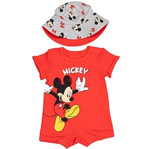 Disney Lion King Mickey Mouse Winnie the Pooh Jack Skellington Lilo & Stitch Mameluco y sombrero de sol para bebé recién nacido a bebé, Mickey Mouse, Rojo, 6-9 meses Disney Lion King Mickey Mouse Winnie the Pooh Jack Skellington Lilo & Stitch Mameluco y sombrero de sol para bebé recién nacido a bebé, Mickey Mouse, Rojo, 6-9 meses