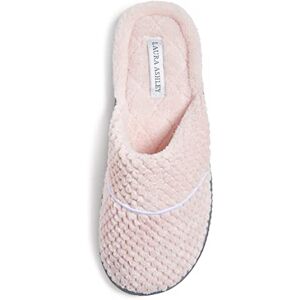 Laura Ashley Pantuflas de spa resistentes de espuma viscoelástica para mujer, con parte inferior de goma antideslizante suave y puntera cerrada, Chalk Pink, Small Laura Ashley Pantuflas de spa resistentes de espuma viscoelástica para mujer, con parte inferior de goma antideslizante suave y puntera cerrada, Chalk Pink, Small