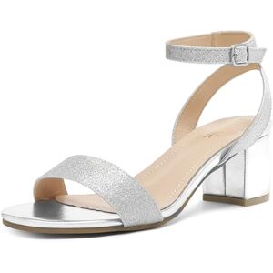 DREAM PAIRS Sandalias de TAC?n Grueso de Bloque bajo con Correa de Tobillo para Mujer, Plateado (Silver/Glitter), 9 Wide DREAM PAIRS Sandalias de TAC?n Grueso de Bloque bajo con Correa de Tobillo para Mujer, Plateado (Silver/Glitter), 9 Wide