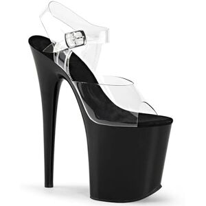 denova's Sandalias transparentes de tacón alto para mujer, talla grande, con correa de tobillo, correa de tacón alto, Negro-Transparente 7, 9 denova's Sandalias transparentes de tacón alto para mujer, talla grande, con correa de tobillo, correa de tacón alto, Negro-Transparente 7, 9