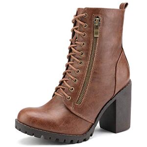 DREAM PAIRS Botas de Combate para Mujer Botines de Tacón Grueso para Dama,Size 22.0 cm,Bronceado,SILVERADO DREAM PAIRS Botas de Combate para Mujer Botines de Tacón Grueso para Dama,Size 22.0 cm,Bronceado,SILVERADO