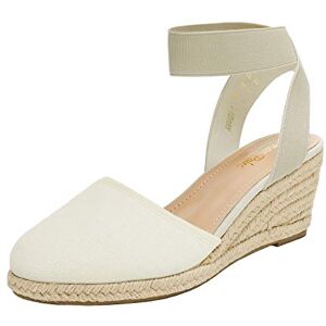 DREAM PAIRS Alpargatas Mujer Sandalias de Cuña con Correa al Tobillo para Mujer,Size 25.5 cm,Beige/Blanco,AMANDA-1 DREAM PAIRS Alpargatas Mujer Sandalias de Cuña con Correa al Tobillo para Mujer,Size 25.5 cm,Beige/Blanco,AMANDA-1