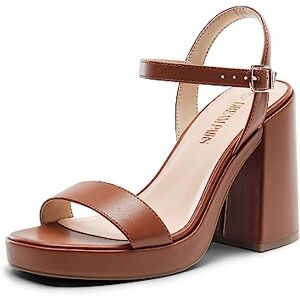 DREAM PAIRS Sandalias de tacón para mujer, Zapatos de tacon con plataforma gruesa y punta abierta para bodas fiestas,Size 23.5 cm,Bronceado DREAM PAIRS Sandalias de tacón para mujer, Zapatos de tacon con plataforma gruesa y punta abierta para bodas fiestas,Size 23.5 cm,Bronceado
