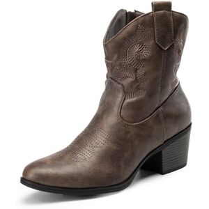 DREAM PAIRS Botas Vaqueras Mujer de Punta Redonda, Cowboy Boots para Dama con Tacón Bajo y Grueso,Size 24.5 cm,Marrón,SDAB2432W DREAM PAIRS Botas Vaqueras Mujer de Punta Redonda, Cowboy Boots para Dama con Tacón Bajo y Grueso,Size 24.5 cm,Marrón,SDAB2432W