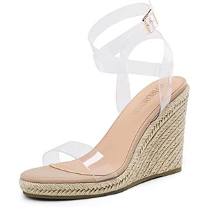 DREAM PAIRS Alpargatas de punta abierta para mujer, Sandalias de plataforma con hebilla y correa al tobillo,Size 23.5 cm,Claro/Nude/Pu,SDPW2211W DREAM PAIRS Alpargatas de punta abierta para mujer, Sandalias de plataforma con hebilla y correa al tobillo,Size 23.5 cm,Claro/Nude/Pu,SDPW2211W