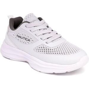 Nautica Tenis deportivos con cordones para niños y niñas, zapatos deportivos con suela de gelatina, con tecnología de tacón grueso y acolchado (niños pequeños/niños grandes), Gris blanco, 13 Big Kid Nautica Tenis deportivos con cordones para niños y niñas, zapatos deportivos con suela de gelatina, con tecnología de tacón grueso y acolchado (niños pequeños/niños grandes), Gris blanco, 13 Big Kid