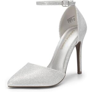DREAM PAIRS Zapatos de tacón Alto con Punta Puntiaguda para Mujer,Size 24.5 cm,Plata/Brillo,Oppointed_Lacey DREAM PAIRS Zapatos de tacón Alto con Punta Puntiaguda para Mujer,Size 24.5 cm,Plata/Brillo,Oppointed_Lacey