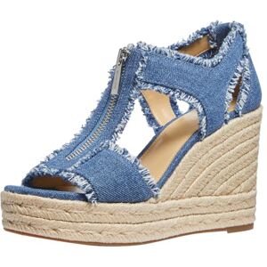 Michael Kors Berkley Sandalias de cuña para mujer, Azul (Denim), 24.5 cm Michael Kors Berkley Sandalias de cuña para mujer, Azul (Denim), 24.5 cm