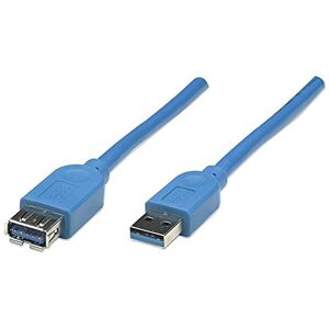 Manhattan Cable USB de SúperVelocidad para usar como extensión, longitud de 2 m, se puede conectar con otro cable USB para incrementar la longitud, USB 3.0, de conexión tipo A macho a tipo B hembra Manhattan Cable USB de SúperVelocidad para usar como extensión, longitud de 2 m, se puede conectar con otro cable USB para incrementar la longitud, USB 3.0, de conexión tipo A macho a tipo B hembra