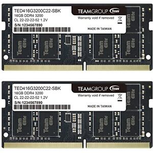 TEAMGROUP Elite DDR4 Kit de 32 GB (2 x 16 GB) 3200 MHz PC4-25600 CL22 (2933MHz o 2666MHz) sin búfer sin ECC 1.2V SODIMM 260 pines portátil PC computadora portátil módulo de memoria RAM Actualización TEAMGROUP Elite DDR4 Kit de 32 GB (2 x 16 GB) 3200 MHz PC4-25600 CL22 (2933MHz o 2666MHz) sin búfer sin ECC 1.2V SODIMM 260 pines portátil PC computadora portátil módulo de memoria RAM Actualización