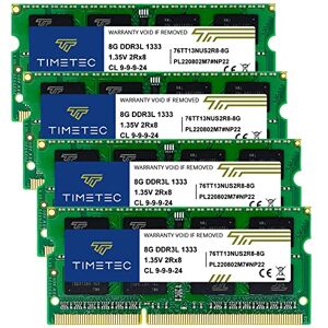 Timetec 32GB KIT(4x8GB) DDR3 / DDR3L 1333MHz PC3-10600 Non-ECC Unbuffered 1.5V / 1.35V CL9 2Rx8 Dual Rank 204 Pin SODIMM Laptop Memoria RAM Módulo para Actualizacion para PC Computadora Portatil Notebook(32GB KIT(4x8GB)) Timetec 32GB KIT(4x8GB) DDR3 / DDR3L 1333MHz PC3-10600 Non-ECC Unbuffered 1.5V / 1.35V CL9 2Rx8 Dual Rank 204 Pin SODIMM Laptop Memoria RAM Módulo para Actualizacion para PC Computadora Portatil Notebook(32GB KIT(4x8GB))