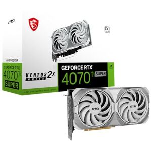 MSI Gaming RTX 4070 Ti Super 16G Ventus 2X Tarjeta gráfica OC Blanca (NVIDIA RTX 4070 Ti Super, 256 bits, Reloj Extremo: 2655 MHz, 16 GB GDRR6X 21 Gbps, HDMI/DP, Ada Lovelace Architecture) MSI Gaming RTX 4070 Ti Super 16G Ventus 2X Tarjeta gráfica OC Blanca (NVIDIA RTX 4070 Ti Super, 256 bits, Reloj Extremo: 2655 MHz, 16 GB GDRR6X 21 Gbps, HDMI/DP, Ada Lovelace Architecture)