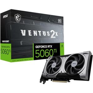 MSI Gaming RTX 5060 Ti 16G Ventus 2X OC Plus Tarjeta gráfica (16GB GDDR7, 128-bit, Rendimiento Extremo: TBA MHz, DisplayPort x 3 2.1a, HDMI 2.1b, NVIDIA Blackwell Architecture) MSI Gaming RTX 5060 Ti 16G Ventus 2X OC Plus Tarjeta gráfica (16GB GDDR7, 128-bit, Rendimiento Extremo: TBA MHz, DisplayPort x 3 2.1a, HDMI 2.1b, NVIDIA Blackwell Architecture)
