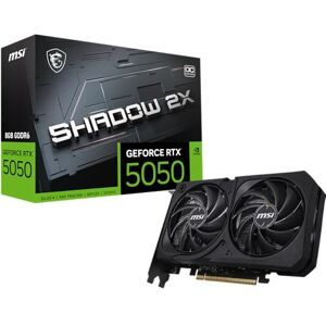 MSI RTX 5050 8G Shadow 2X OC Tarjeta gráfica (8GB GDDR6,128 bits, Rendimiento Extremo: 2617 MHz, DisplayPort x3 2.1a, HDMI 2.1b, NVIDIA Blackwell Architecture) MSI RTX 5050 8G Shadow 2X OC Tarjeta gráfica (8GB GDDR6,128 bits, Rendimiento Extremo: 2617 MHz, DisplayPort x3 2.1a, HDMI 2.1b, NVIDIA Blackwell Architecture)
