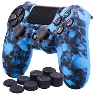 YoRHa Water Transfer Printing Skull Silicone Cover Skin Case for Sony PS4/slim/Pro Dualshock 4 controller x 1(blue) With Pro thumb grips x 8 YoRHa Water Transfer Printing Skull Silicone Cover Skin Case for Sony PS4/slim/Pro Dualshock 4 controller x 1(blue) With Pro thumb grips x 8