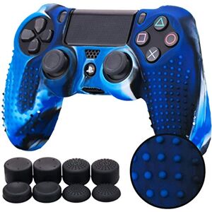 YoRHa Studded Silicone Cover Skin Case for Sony PS4/slim/Pro Dualshock 4 controller x 1(camouflage blue) With Pro thumb grips x 8 YoRHa Studded Silicone Cover Skin Case for Sony PS4/slim/Pro Dualshock 4 controller x 1(camouflage blue) With Pro thumb grips x 8