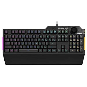 Asus Teclado Gamer TUF Gaming K1, interruptores táctiles con Rollover de 19 Teclas, iluminación RGB, Perilla de Volumen dedicada, Teclas programables y reposamuñecas Asus Teclado Gamer TUF Gaming K1, interruptores táctiles con Rollover de 19 Teclas, iluminación RGB, Perilla de Volumen dedicada, Teclas programables y reposamuñecas