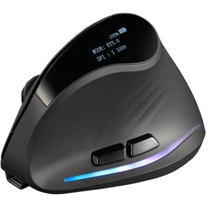 zelotes mouse vertical inalámbrico Bluetooth con visualización, recargable, modo dual (BT 5.0/3.0 + receptor USB 2.4G), 4000 DPI (5 niveles ajustables), mouse ergonómico portátil óptico para PC zelotes mouse vertical inalámbrico Bluetooth con visualización, recargable, modo dual (BT 5.0/3.0 + receptor USB 2.4G), 4000 DPI (5 niveles ajustables), mouse ergonómico portátil óptico para PC