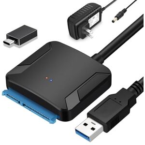 EYOOLD Adaptador SATA a USB 3.0, Cable convertidor de Disco Duro Externo para Disco Duro de 2.5" 3.5" HDD, SSD con Fuente de alimentación EYOOLD Adaptador SATA a USB 3.0, Cable convertidor de Disco Duro Externo para Disco Duro de 2.5" 3.5" HDD, SSD con Fuente de alimentación