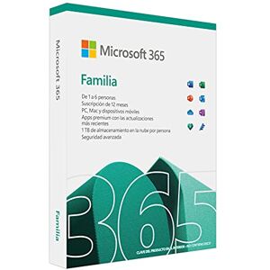 Microsoft 365 Familia 2021 Suscripción anual Para 6 personas Para PCs o Macs, tabletas incluyendo iPad, Android, o Windows, además de teléfonos Microsoft 365 Familia 2021 Suscripción anual Para 6 personas Para PCs o Macs, tabletas incluyendo iPad, Android, o Windows, además de teléfonos