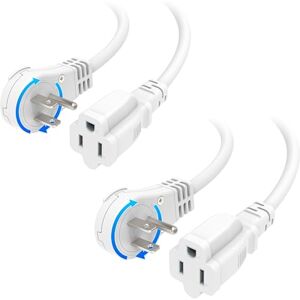Cable Matters Paquete de 2 cables de extensión de enchufe plano giratorio de 16 AWG de 360°, 10 pies, cable de extensión de alimentación de 3 clavijas, NEMA 5-15P a NEMA 5-15R, blanco Cable Matters Paquete de 2 cables de extensión de enchufe plano giratorio de 16 AWG de 360°, 10 pies, cable de extensión de alimentación de 3 clavijas, NEMA 5-15P a NEMA 5-15R, blanco