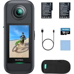 AKASO 360 Cámara de acción resistente a la intemperie de 360°, video de 5.7K 360 con sensores de 1/2 pulgada de 48 MP, foto de 72 MP 360, supersuave, efecto invisible de selfie, bloqueo de horizonte AKASO 360 Cámara de acción resistente a la intemperie de 360°, video de 5.7K 360 con sensores de 1/2 pulgada de 48 MP, foto de 72 MP 360, supersuave, efecto invisible de selfie, bloqueo de horizonte