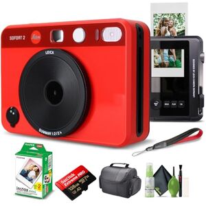 Leica Sofort 2 Película de fotos instantánea híbrida y cámara digital (rojo) (19189) con visualización LCD con película instantánea Fujifilm 20 hojas + tarjeta de memoria de 128 GB + bolsa + kit de Leica Sofort 2 Película de fotos instantánea híbrida y cámara digital (rojo) (19189) con visualización LCD con película instantánea Fujifilm 20 hojas + tarjeta de memoria de 128 GB + bolsa + kit de