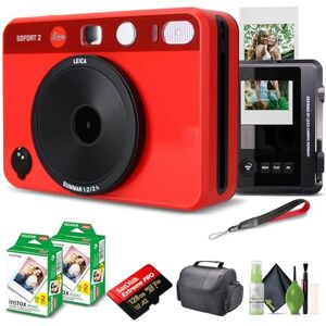 Leica Sofort 2 Película de fotos instantánea híbrida y cámara digital (rojo) (19189) con visualización LCD con película instantánea Fujifilm 40 hojas + tarjeta de memoria de 128 GB + bolsa + kit de Leica Sofort 2 Película de fotos instantánea híbrida y cámara digital (rojo) (19189) con visualización LCD con película instantánea Fujifilm 40 hojas + tarjeta de memoria de 128 GB + bolsa + kit de
