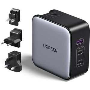 UGREEN Nexode Cargador USB C 65W, Viaje 3 Puertos 2C1A, Adaptador de Enchufe Universal UK/USA/EU para iPhone 17 Pro Max/17 Pro/iPhone Air/17/16/15, Celulares, Tabletas, laptops y Más UGREEN Nexode Cargador USB C 65W, Viaje 3 Puertos 2C1A, Adaptador de Enchufe Universal UK/USA/EU para iPhone 17 Pro Max/17 Pro/iPhone Air/17/16/15, Celulares, Tabletas, laptops y Más