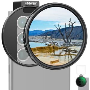 NEEWER Clip On Phone Filtro Kit, 67mm Filtro ND Variable Multicapa ND2-32 con Zapata Fría, Abrazadera Teléfono, Estuche y Paño de Limpieza Accesorios Compatible con iPhone, Samsung y Android, FL-82 NEEWER Clip On Phone Filtro Kit, 67mm Filtro ND Variable Multicapa ND2-32 con Zapata Fría, Abrazadera Teléfono, Estuche y Paño de Limpieza Accesorios Compatible con iPhone, Samsung y Android, FL-82