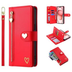HAOFUGUI Funda Tipo Cartera para Motorola Edge 20 Pro/Edge S Pro, Corazón Case con Ranuras para Tarjetas/Correa de muñeca/Soporte/Cierre magnético Funda de Piel sintética Flip Case-Rojo HAOFUGUI Funda Tipo Cartera para Motorola Edge 20 Pro/Edge S Pro, Corazón Case con Ranuras para Tarjetas/Correa de muñeca/Soporte/Cierre magnético Funda de Piel sintética Flip Case-Rojo